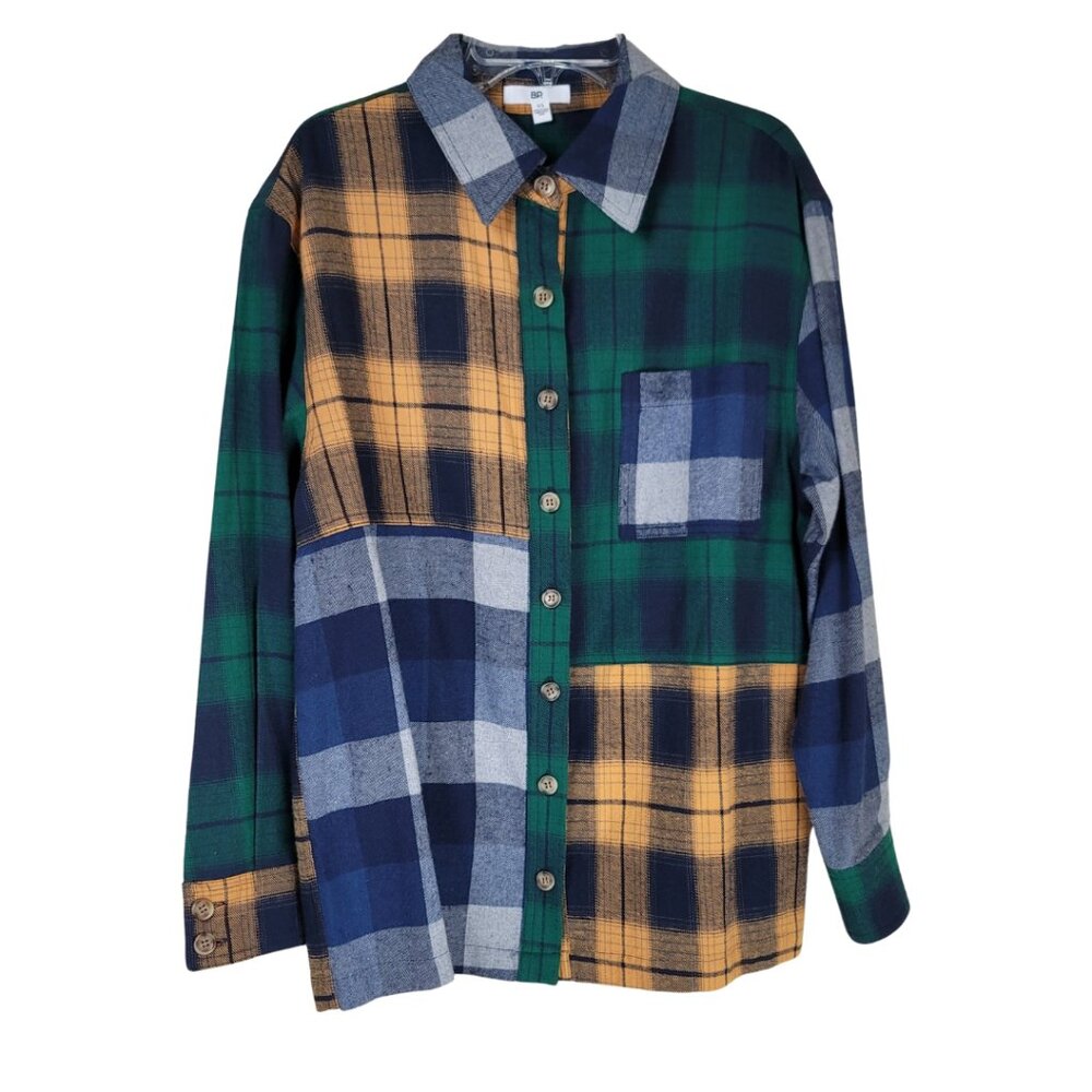 BP Button Front Long Sleeve Plaid Shirt - Picture 2 of 11